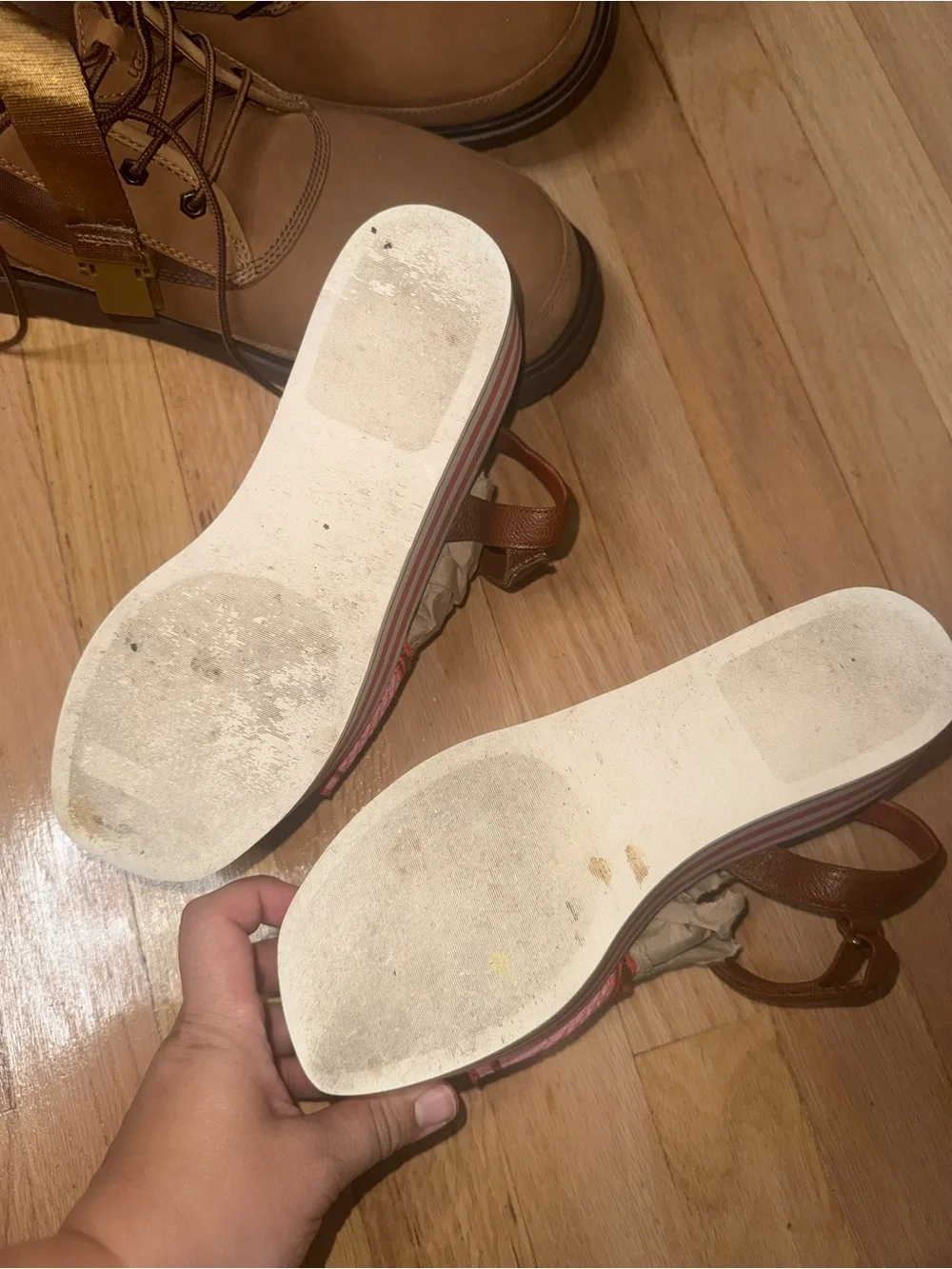 Kate Spade Kids Pink & Brown Strappy Sandals